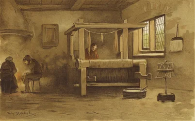 Weberwerkstatt, Niederlande, 16. Jahrhundert